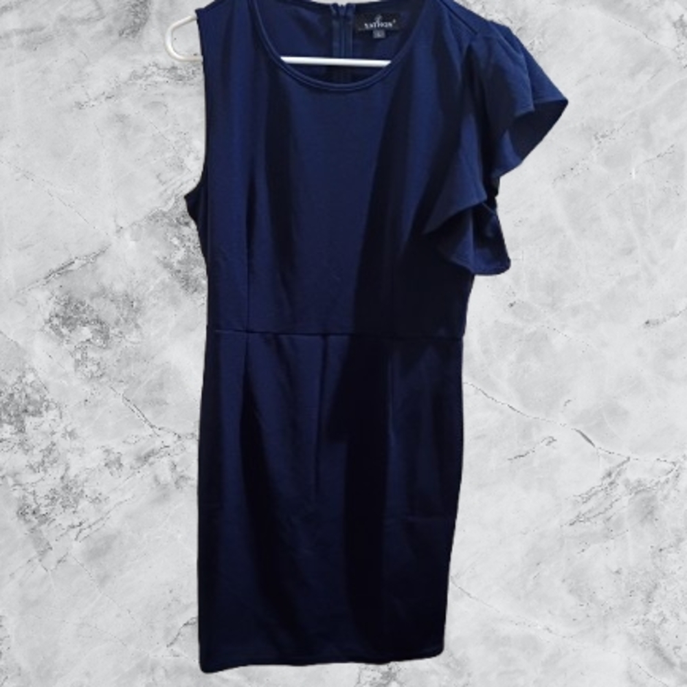 NWOT Sophisticated One-Shoulder Navy Dress